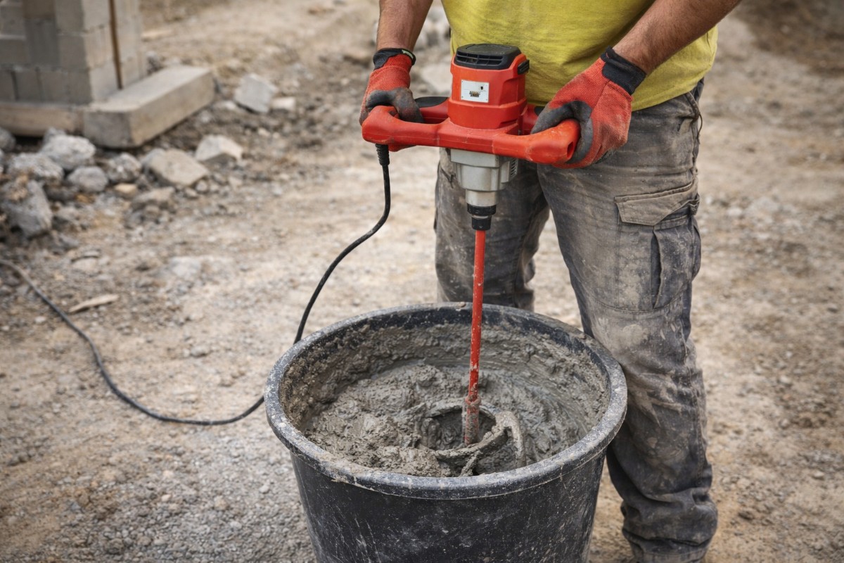 batido de mortero y cemento